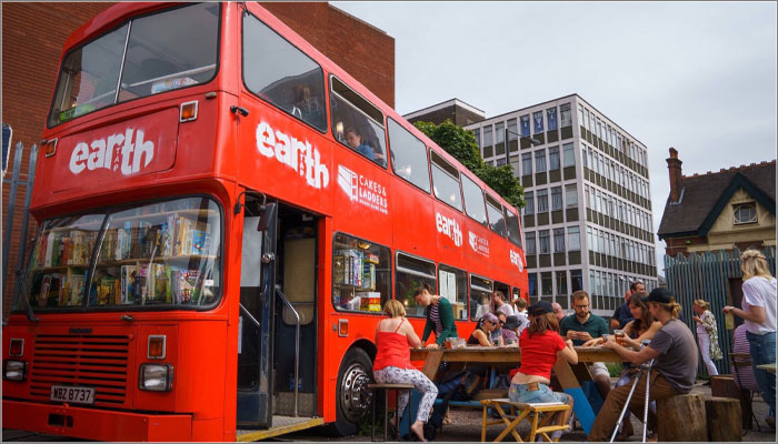 Cakes and Ladders, double-decker bus board game café