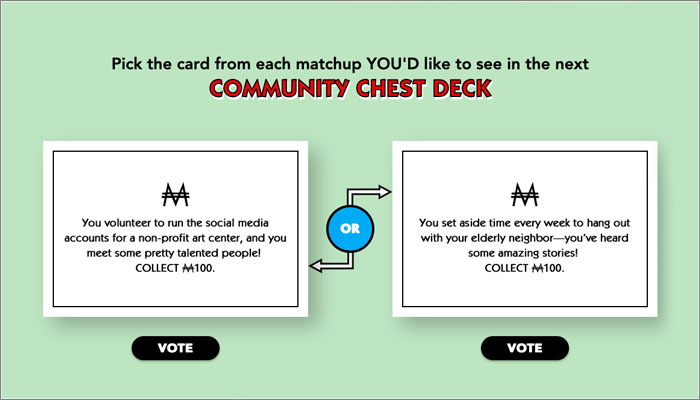 you pick what you want Monopoly Community Chest 