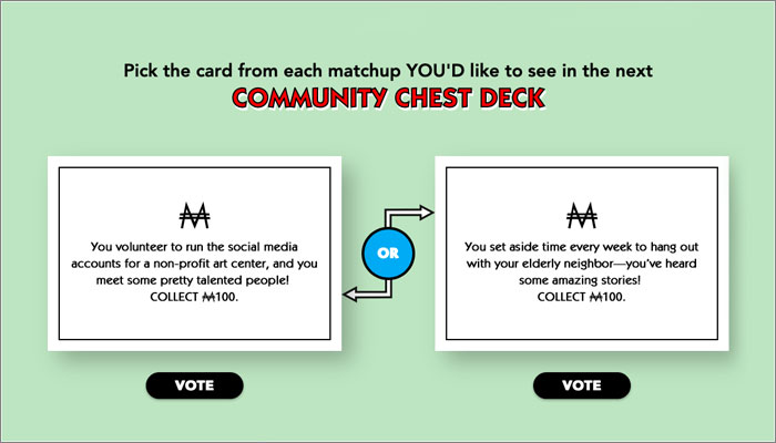 How many community chest outlet cards in monopoly