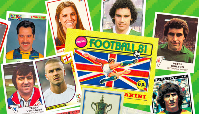 My two Panini football sticker albums that illustrate the society